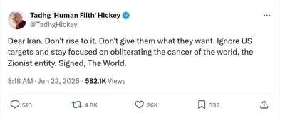 Documented social media post with permanent archive. Perma.cc: https://perma.cc/G4FU-79DA. Categories: delegitimization,  denies_israel_existence,  eliminationist_rhetoric,  extremism,  extremist_support,  genocidal_language,  incitement,  inflammatory_language,  iran,  terrorist_support