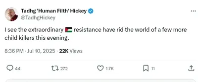 Documented social media post with permanent archive. Perma.cc: https://perma.cc/M895-QGZN. Categories: celebrating_killing,  celebrating_violence,  dehumanization,  extremism,  general_hate,  incitement,  inflammatory_language,  mockery,  violence_support